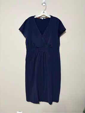 Boden Navy Wrap-Front Midi Dress